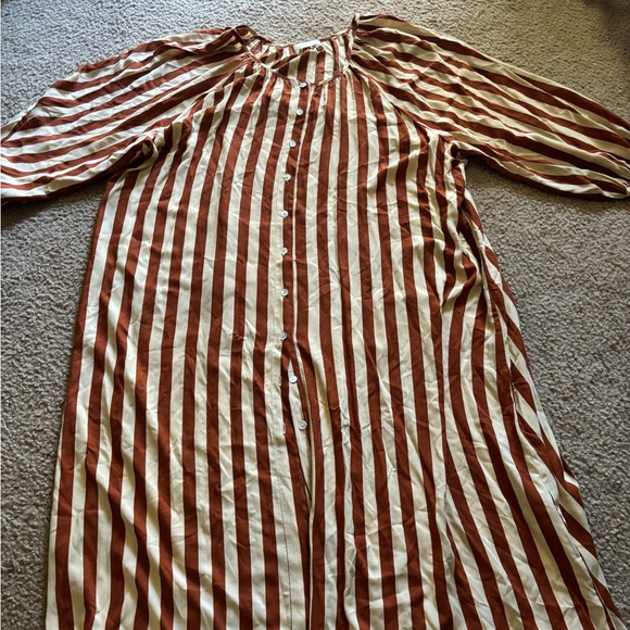 NATALIE MARTIN Thick Stripe Cocoa Maxi Dress Size Large - Picture 1 of 6